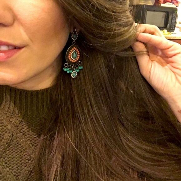 Brass Bohemian Teardrop Earring - Picture 4 of 8